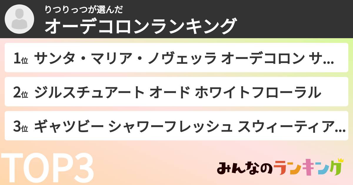 りつりっつさんの「オーデコロンランキング」
