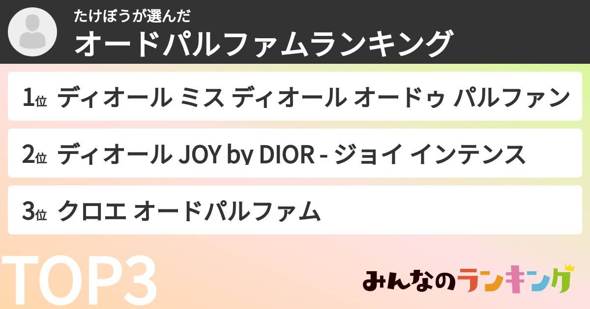 たけぼうさんの「オードパルファムランキング」