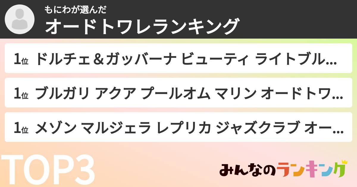 もにわさんの「オードトワレランキング」