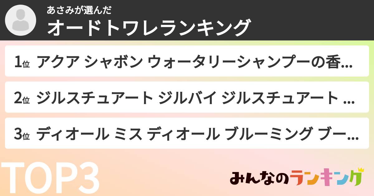 あさみさんの「オードトワレランキング」