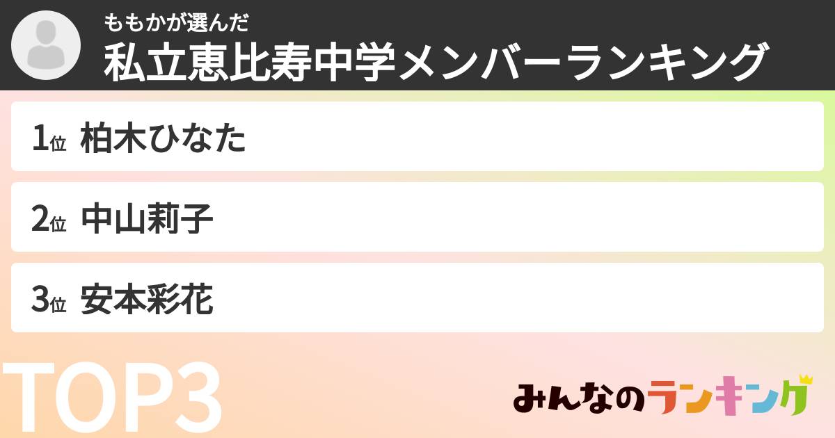 ももかさんの「私立恵比寿中学メンバーランキング」