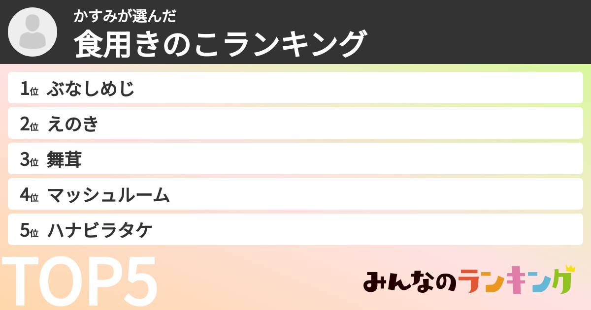 かすみさんの「食用きのこランキング」