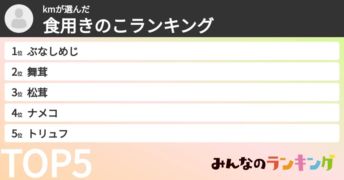 kmさんの「食用きのこランキング」