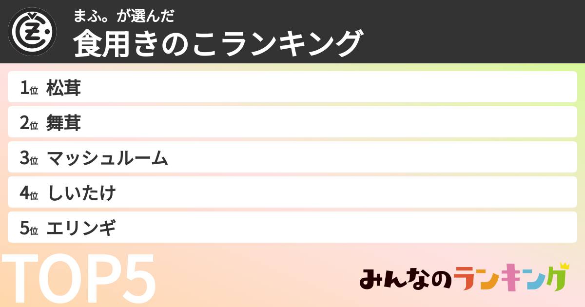 まふ。さんの「食用きのこランキング」