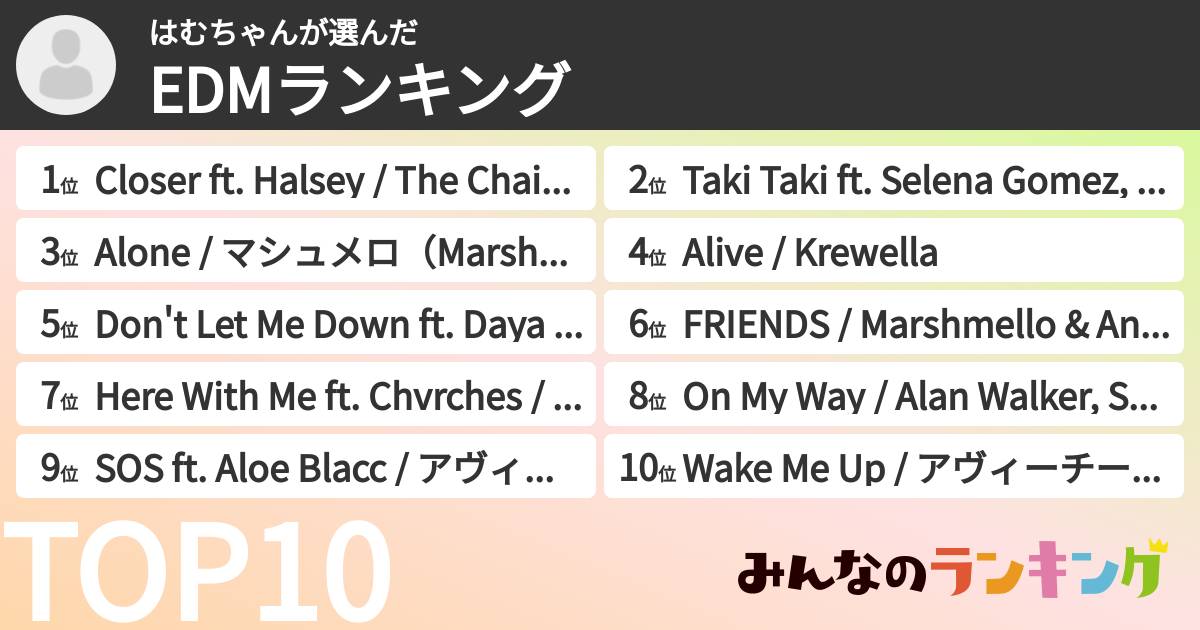 はむちゃんさんの「EDMランキング」