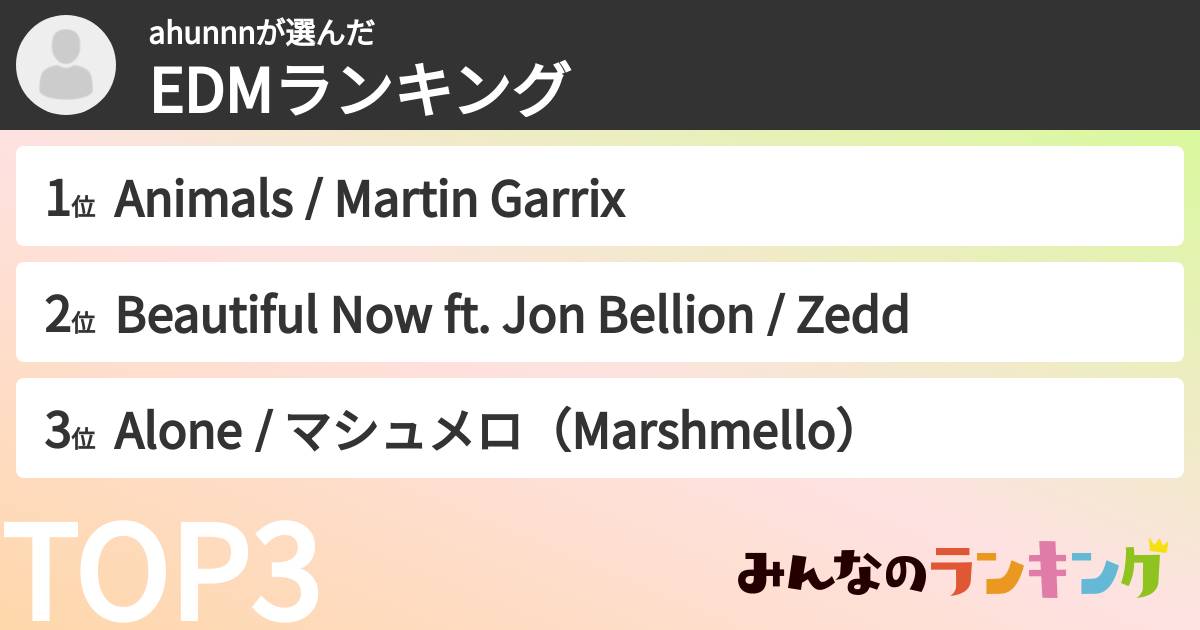 ahunnnさんの「EDMランキング」