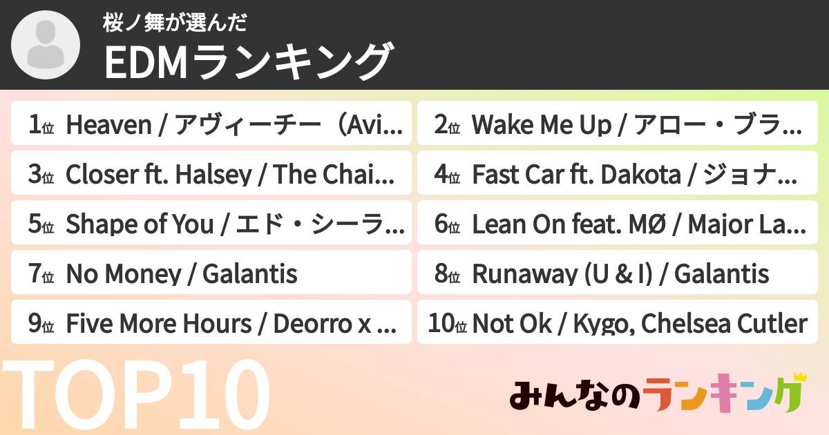 桜ノ舞さんの「EDMランキング」