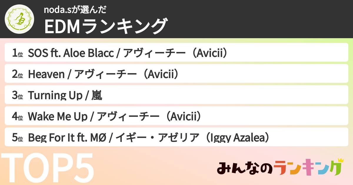 noda.sさんの「EDMランキング」