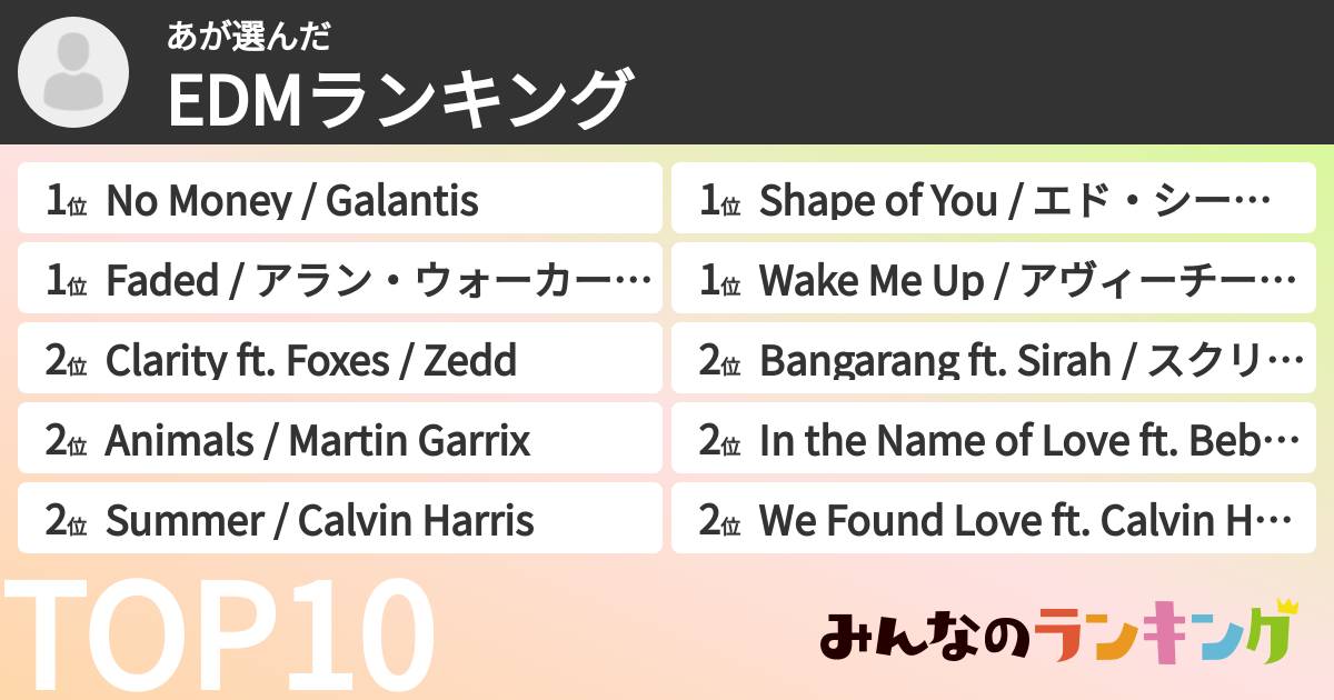 あさんの「EDMランキング」