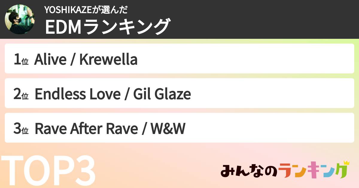 YOSHIKAZEさんの「EDMランキング」