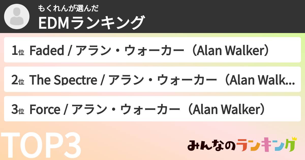 もくれんさんの「EDMランキング」