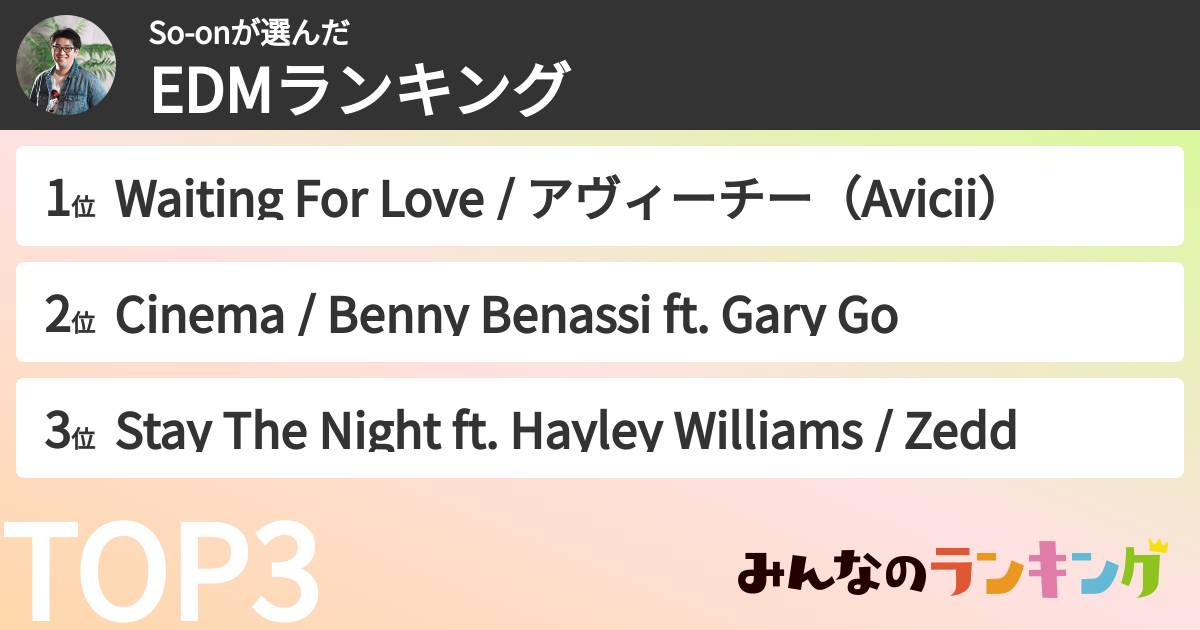 So-onさんの「EDMランキング」
