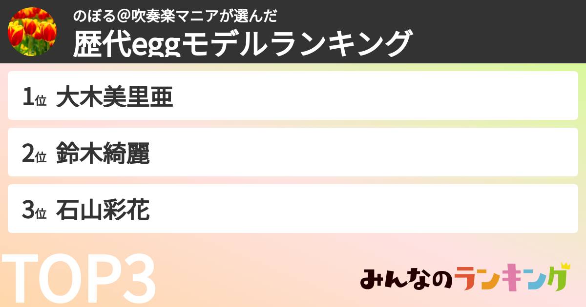 のぼる＠吹奏楽マニアさんの「歴代eggモデルランキング」