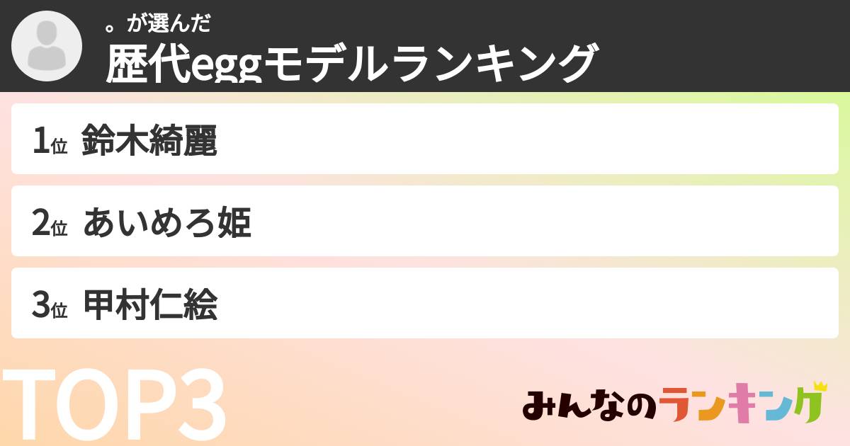 。さんの「歴代eggモデルランキング」