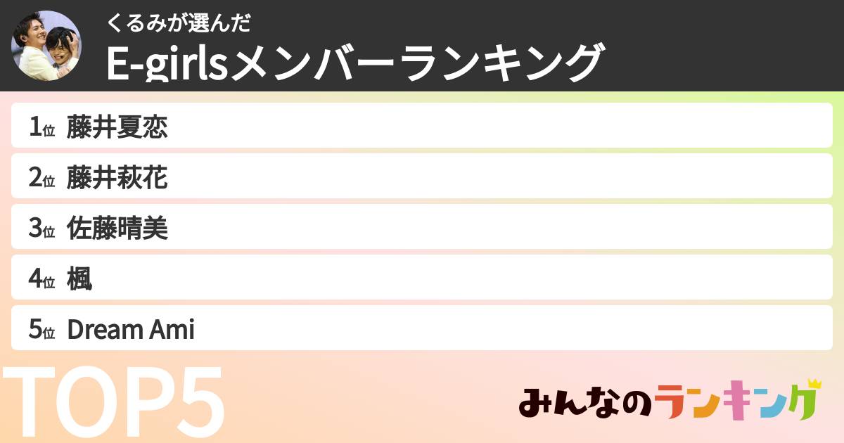 くるみさんの「E-girlsメンバーランキング」
