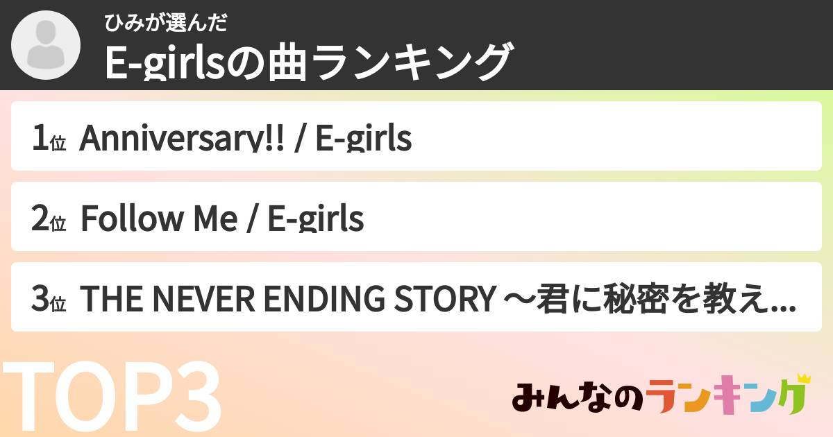 ひみさんの「E-girlsの曲ランキング」