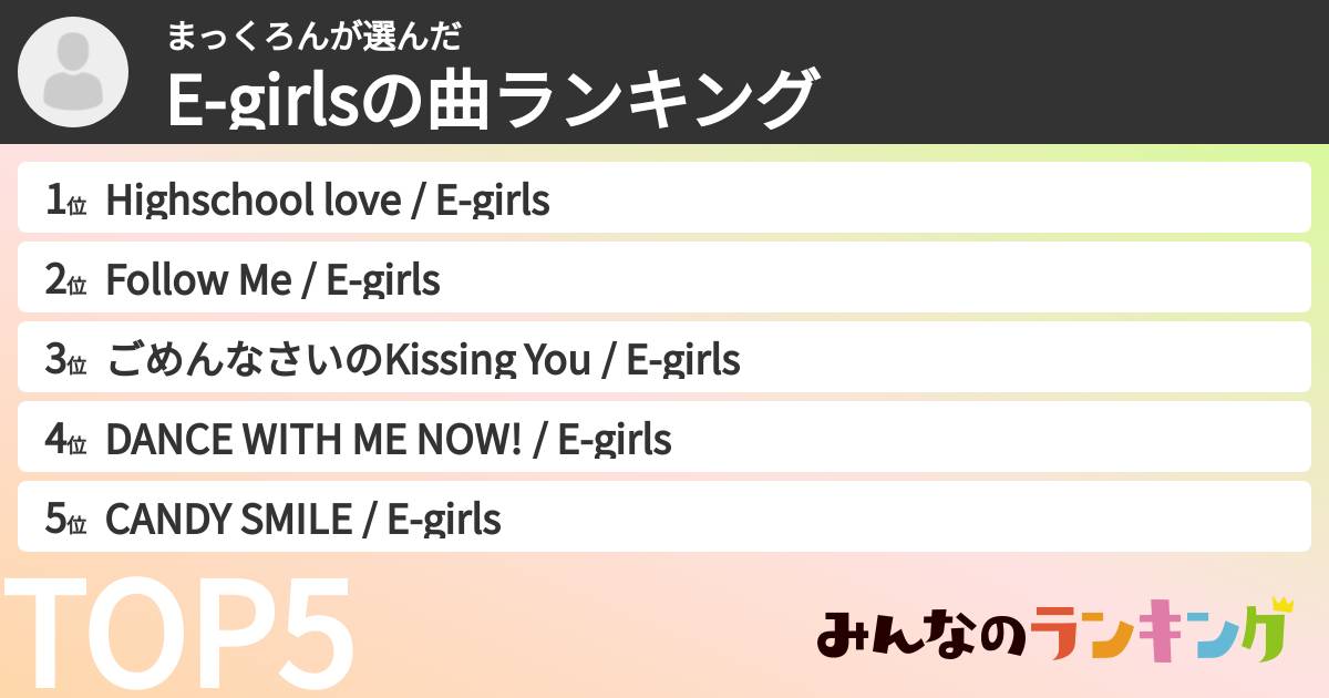 まっくろんさんの「E-girlsの曲ランキング」