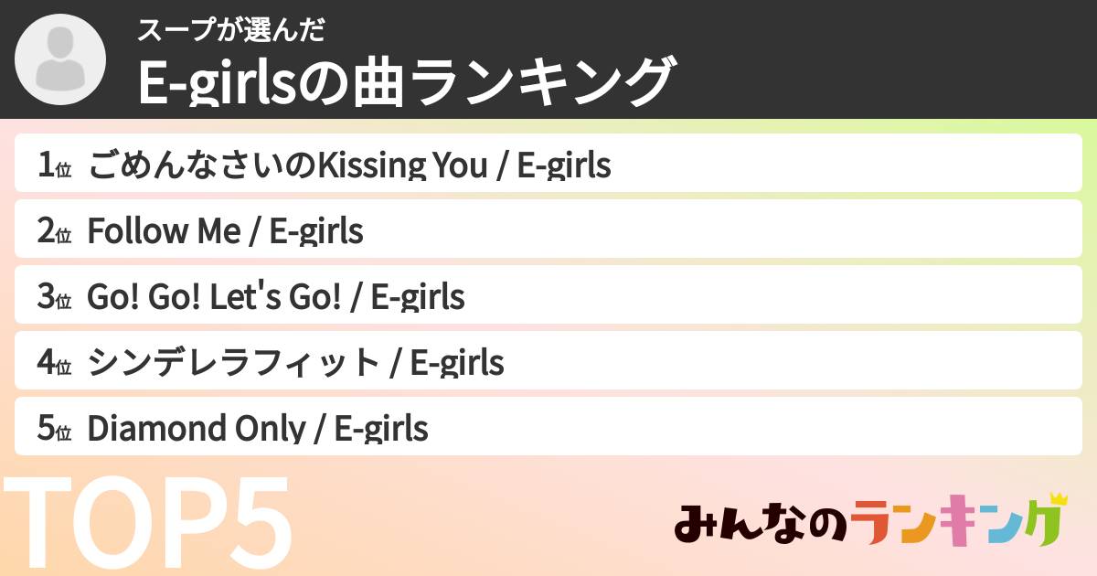 スープさんの「E-girlsの曲ランキング」