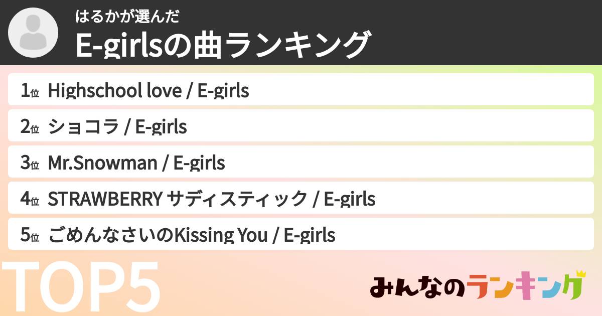 はるかさんの「E-girlsの曲ランキング」