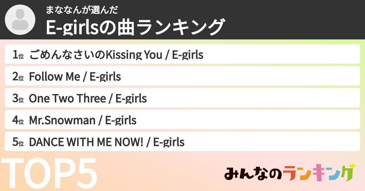 まななんさんの「E-girlsの曲ランキング」