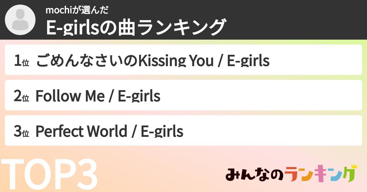 mochiさんの「E-girlsの曲ランキング」