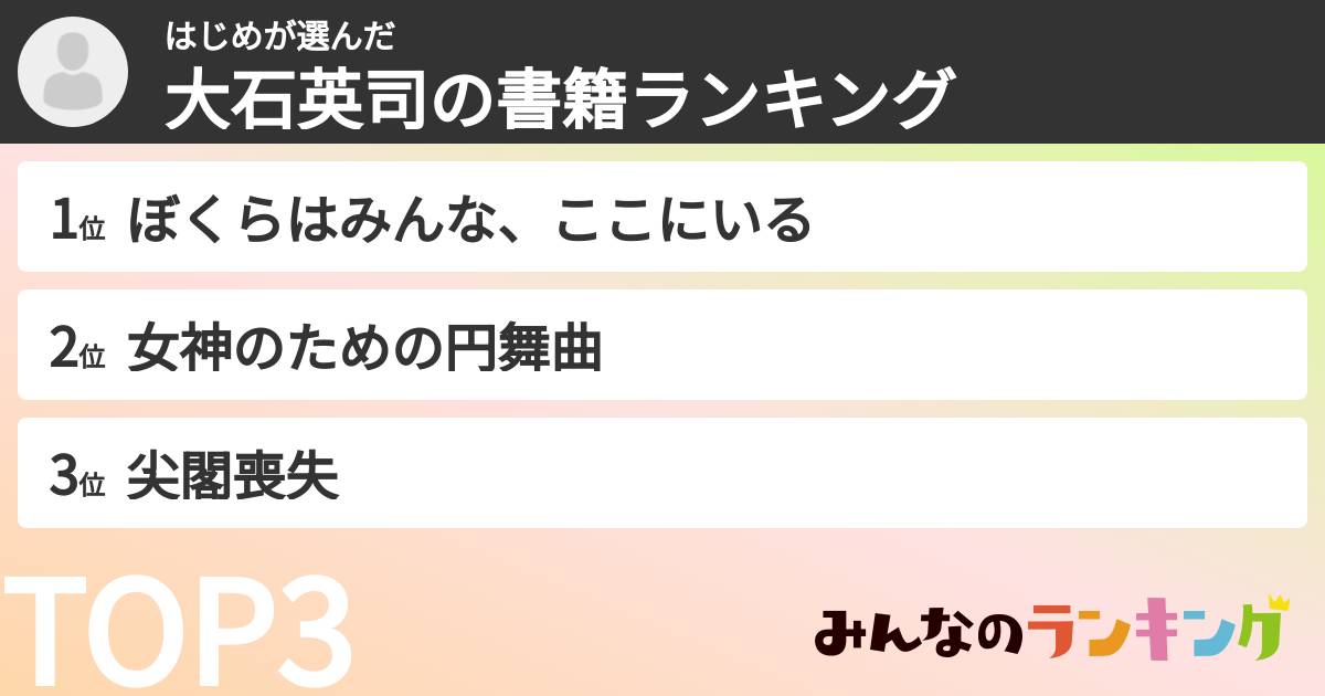 はじめさんの「大石英司の書籍ランキング」