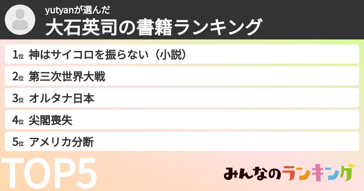 yutyanさんの「大石英司の書籍ランキング」