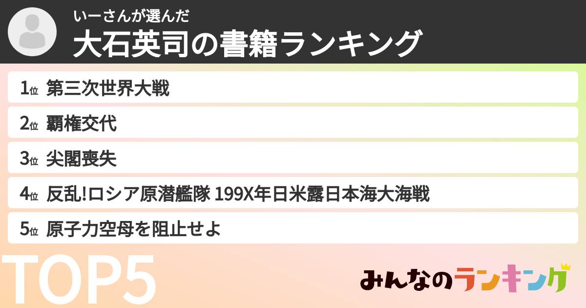 いーさんさんの「大石英司の書籍ランキング」