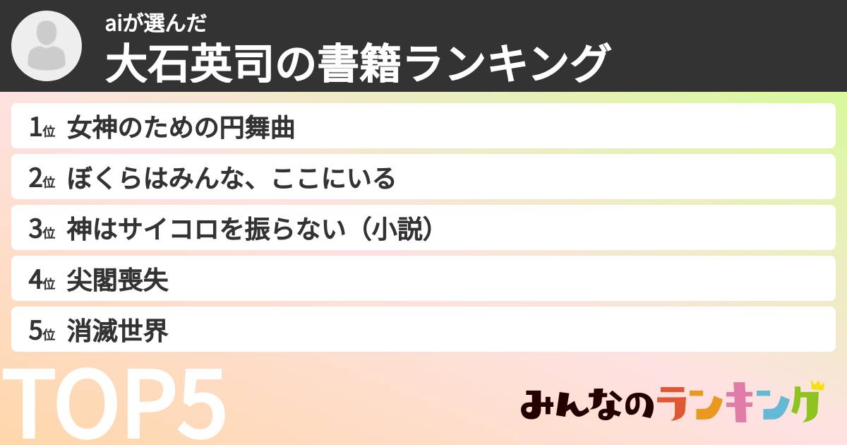 aiさんの「大石英司の書籍ランキング」