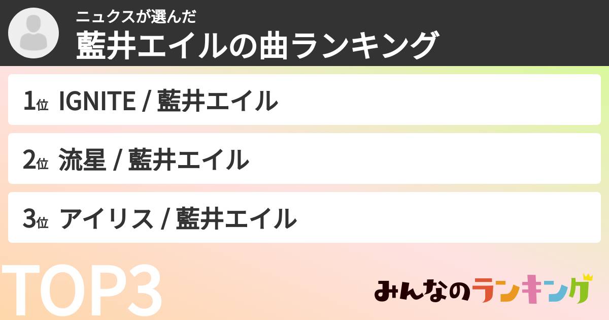 ニュクスさんの「藍井エイルの曲ランキング」