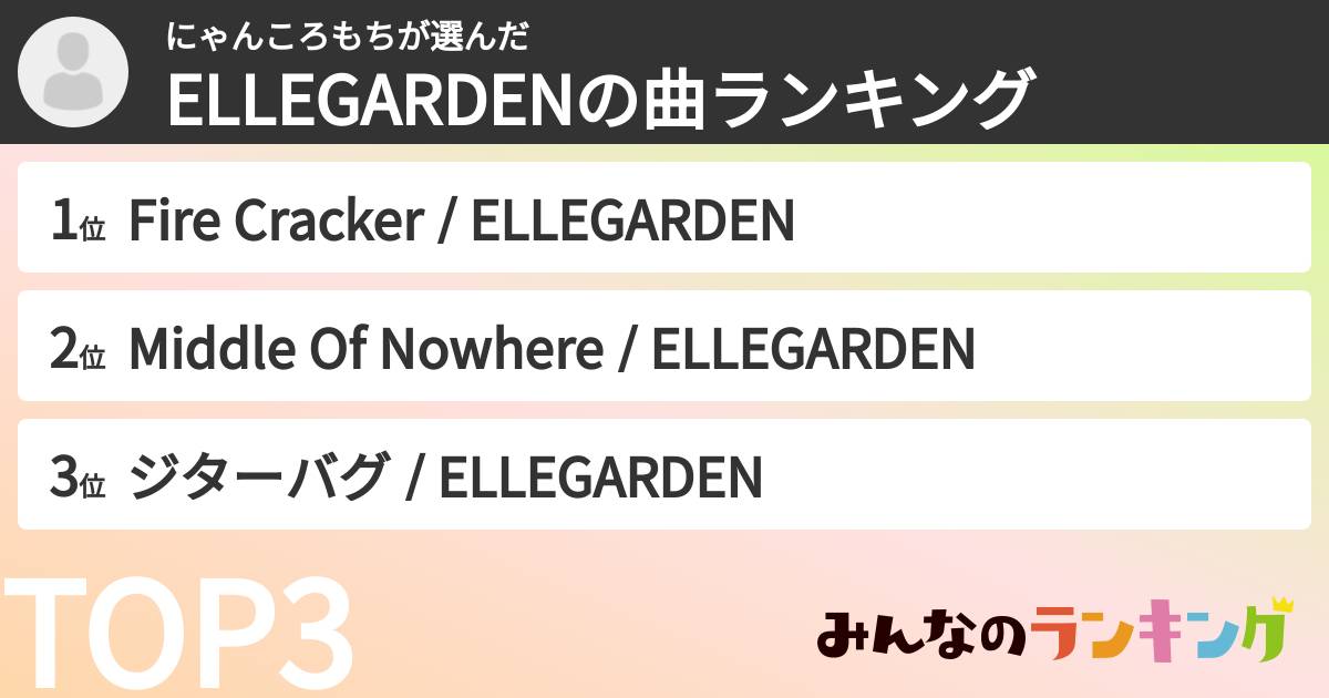 にゃんころもちさんの「ELLEGARDENの曲ランキング」