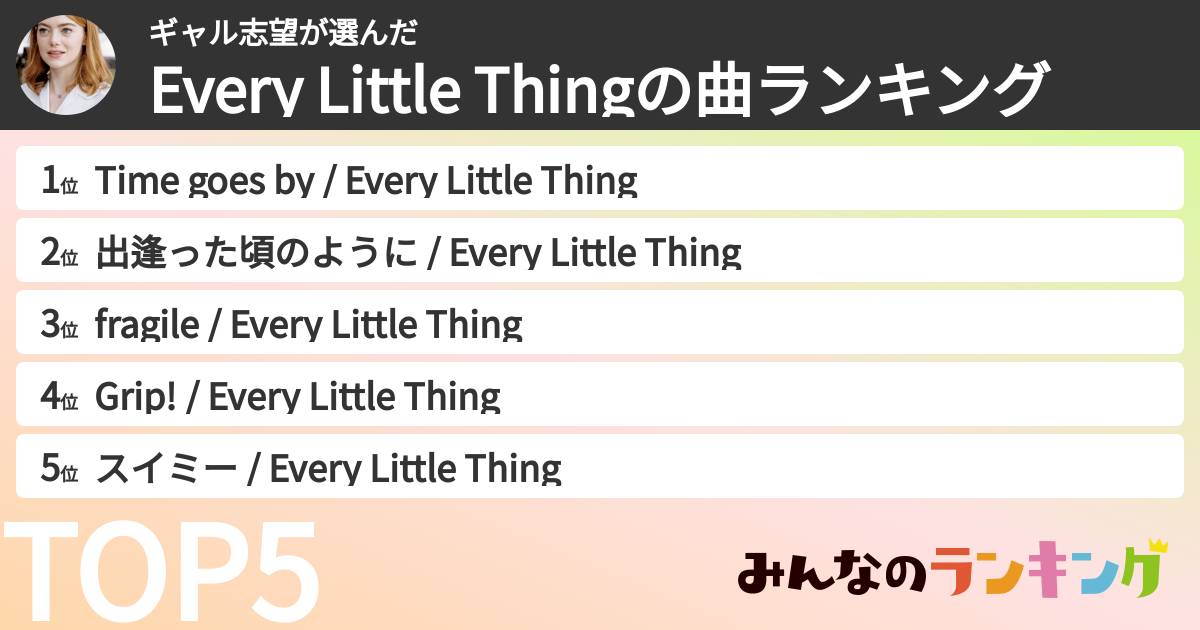 ギャル志望さんの「Every Little Thingの曲ランキング」