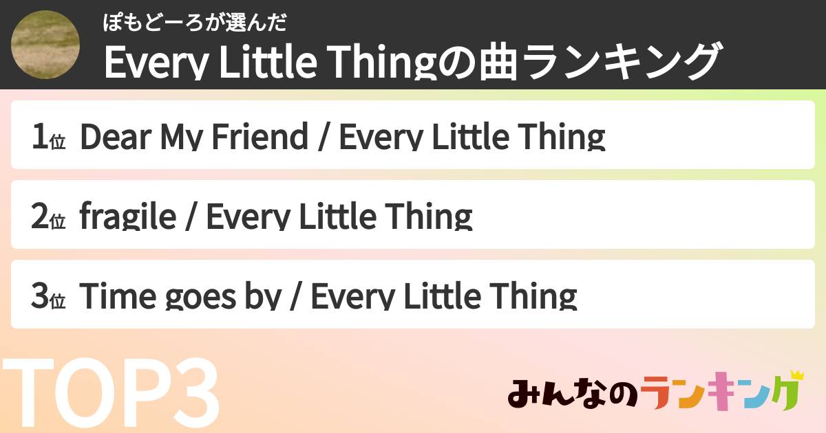 ぽもどーろさんの「Every Little Thingの曲ランキング」
