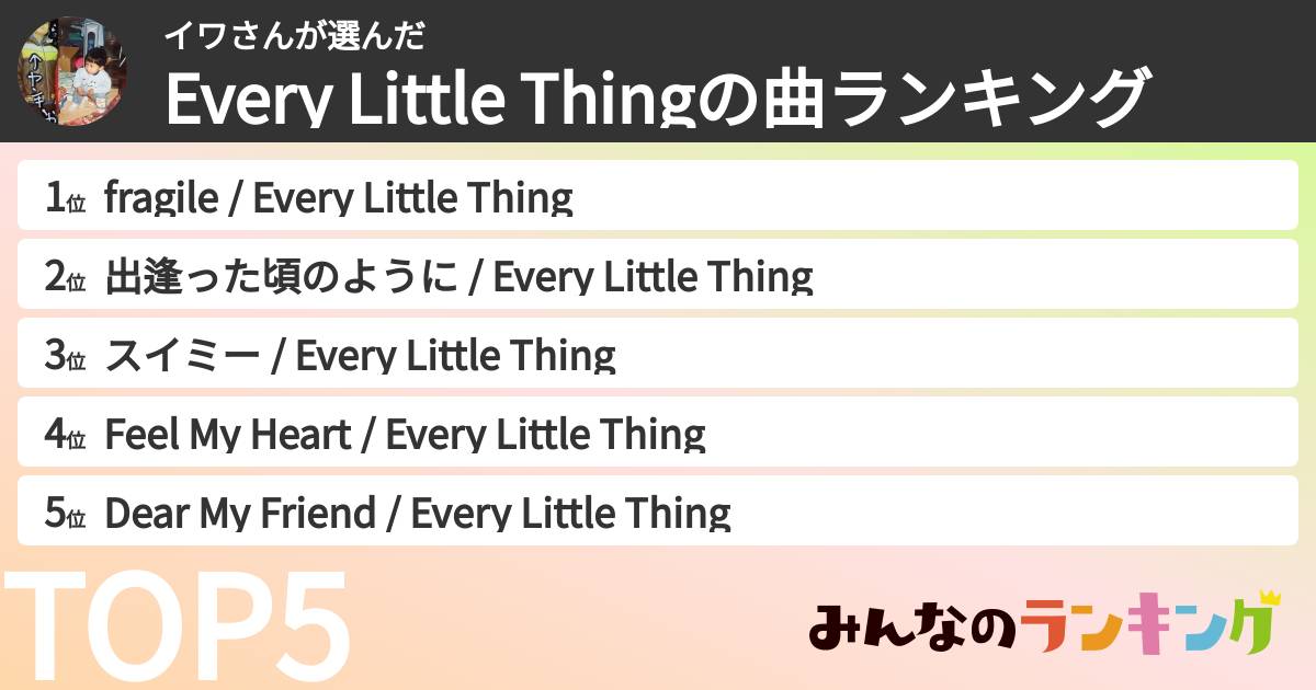 イワさんさんの「Every Little Thingの曲ランキング」