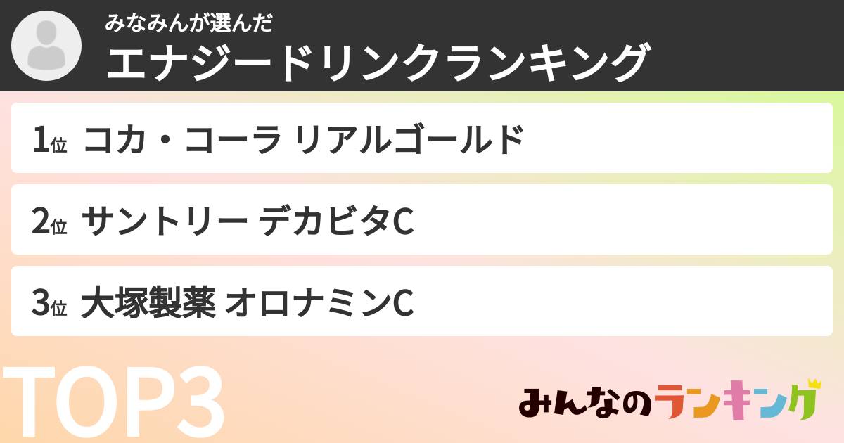 みなみんさんの「エナジードリンクランキング」