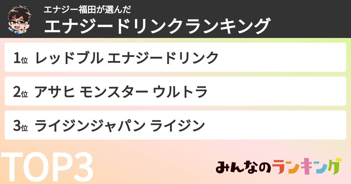 エナジー福田さんの「エナジードリンクランキング」