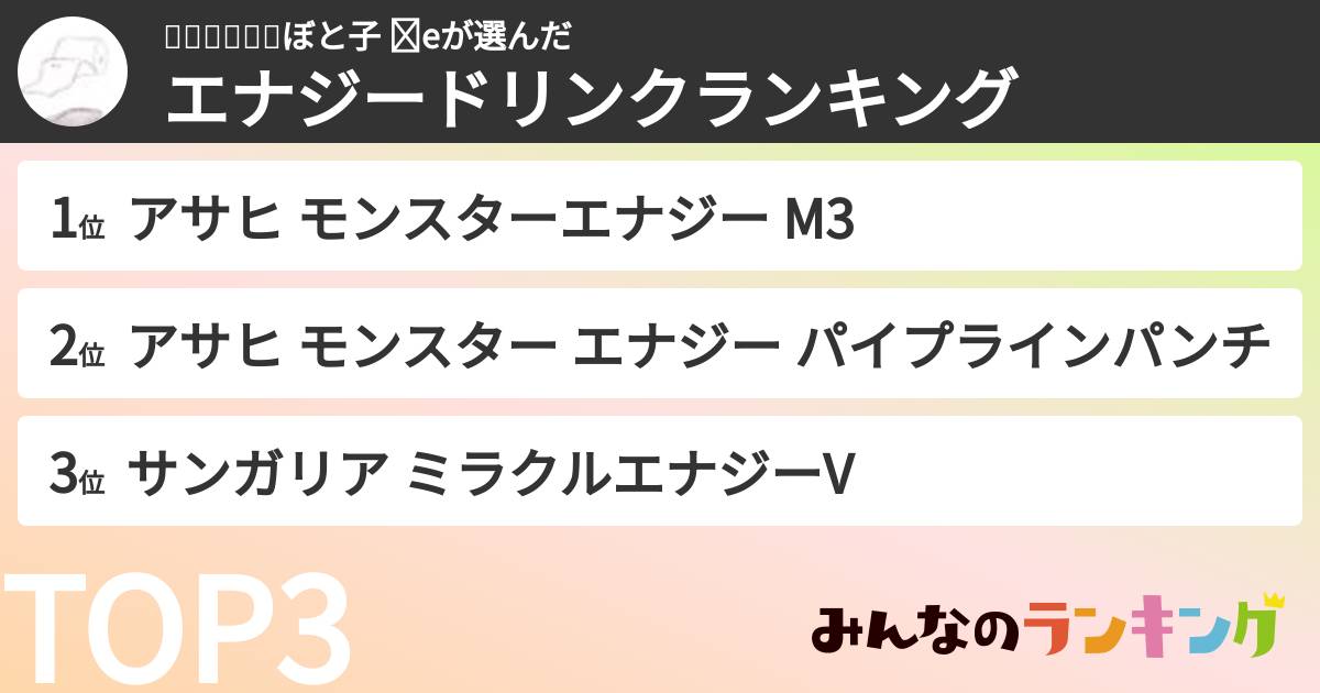 โปโตโกぼと子 Ⅳeさんの「エナジードリンクランキング」
