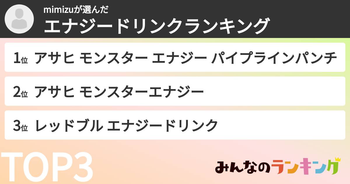 mimizuさんの「エナジードリンクランキング」