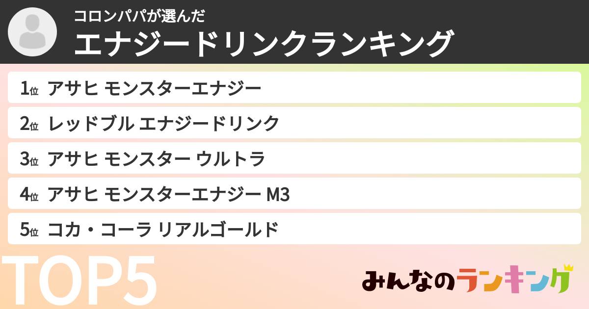 コロンパパさんの「エナジードリンクランキング」