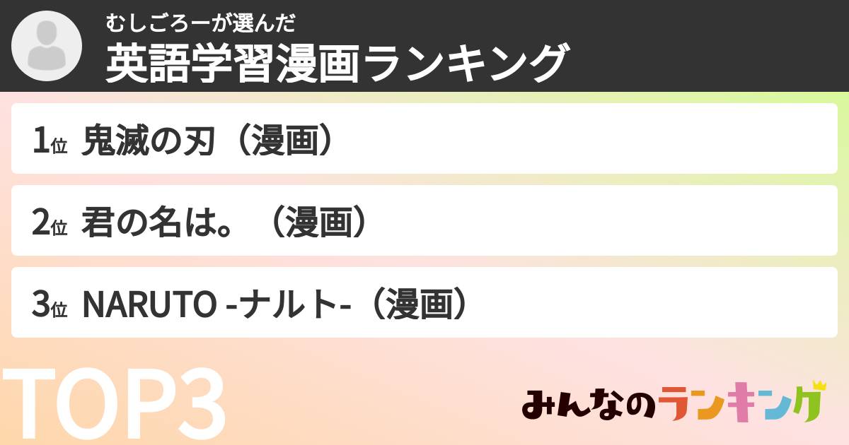 むしごろーさんの「英語学習漫画ランキング」
