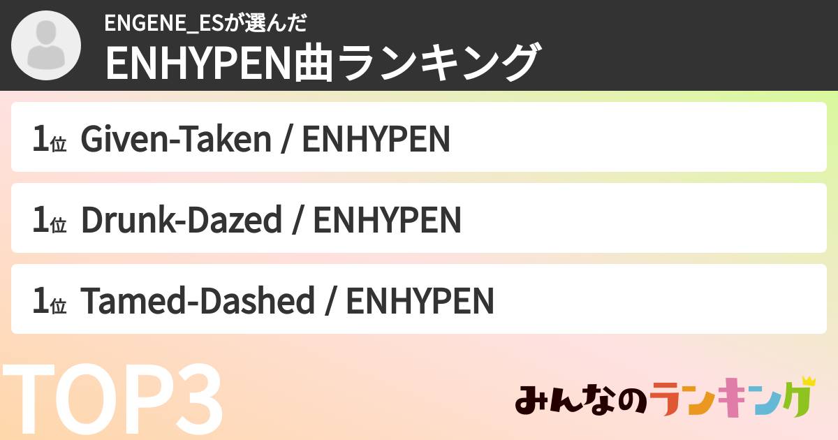 ENGENE_ESさんの「ENHYPEN曲ランキング」