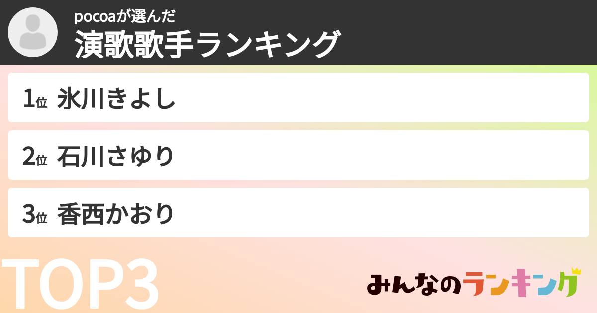 pocoaさんの「演歌歌手ランキング」