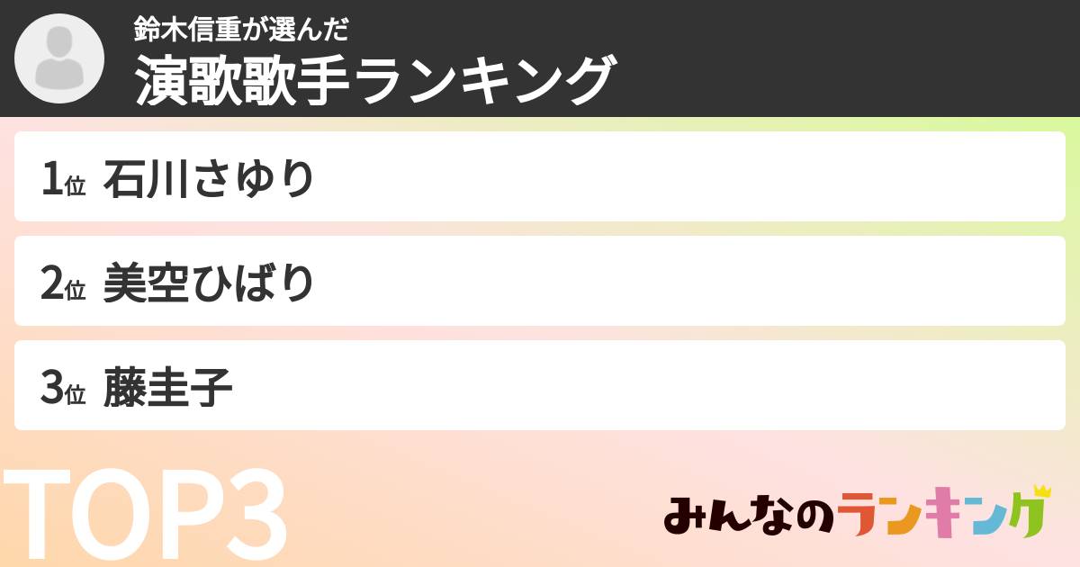 鈴木信重さんの「演歌歌手ランキング」