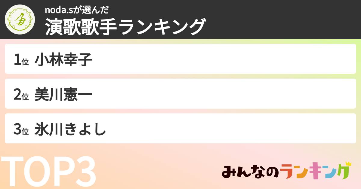 noda.sさんの「演歌歌手ランキング」