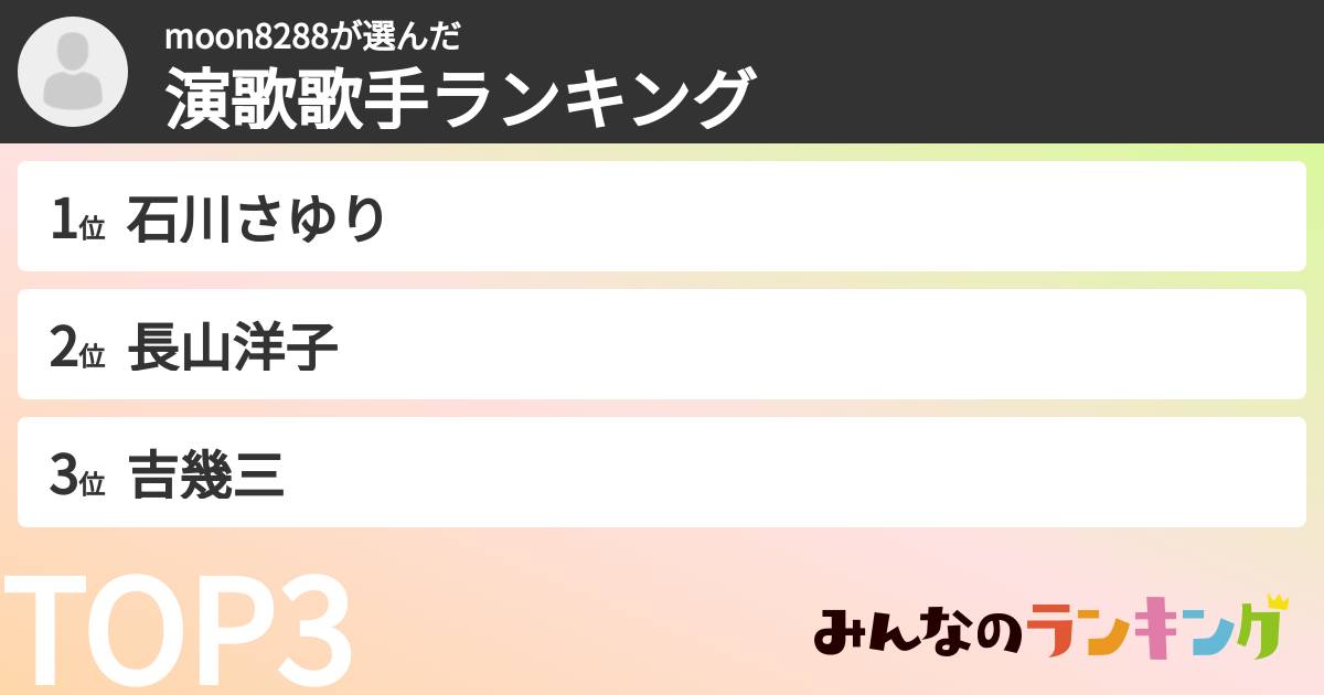 moon8288さんの「演歌歌手ランキング」