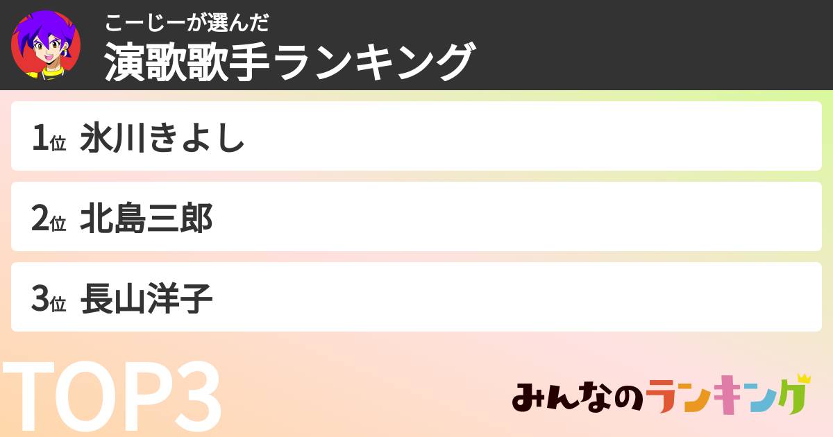 こーじーさんの「演歌歌手ランキング」