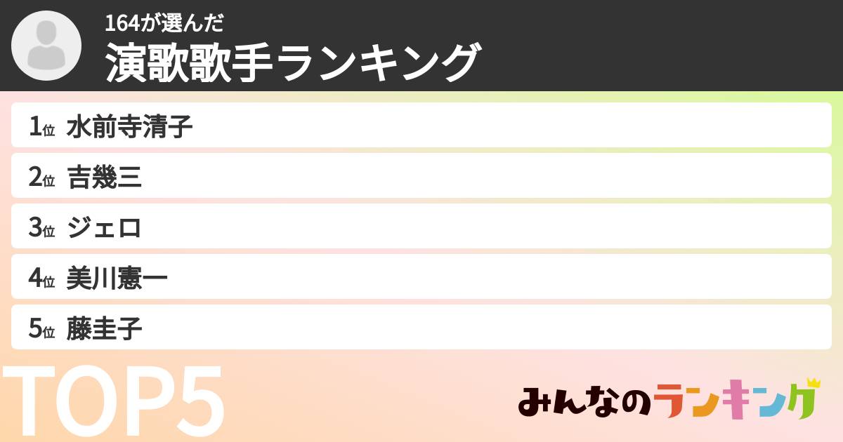 164さんの「演歌歌手ランキング」