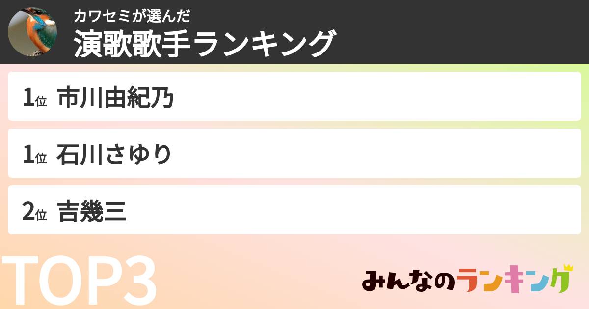 カワセミさんの「演歌歌手ランキング」