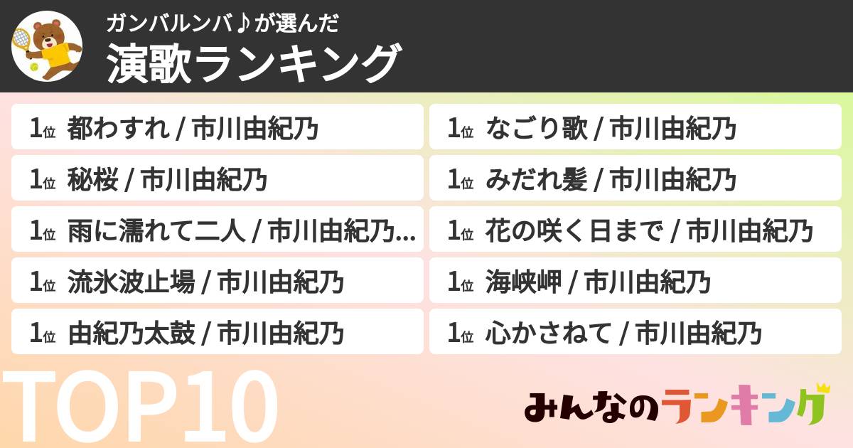 ガンバルンバ♪さんの「演歌ランキング」