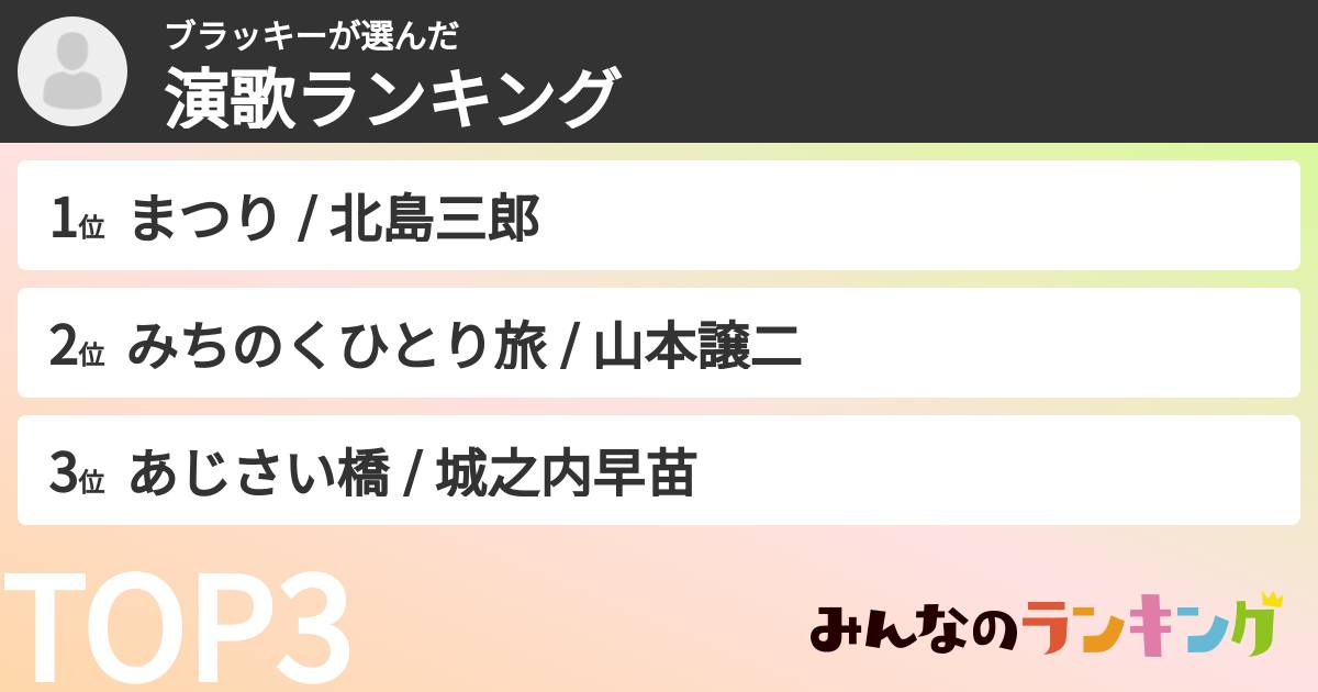 ブラッキーさんの「演歌ランキング」